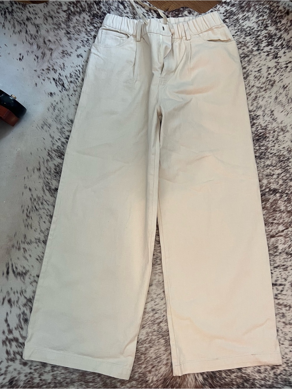 Casual Wide-Leg Pants in Cream